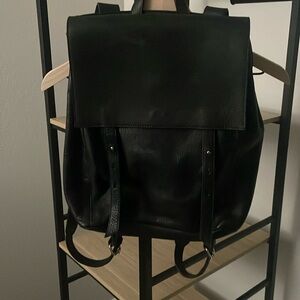 LE BAS, Black leather backpack